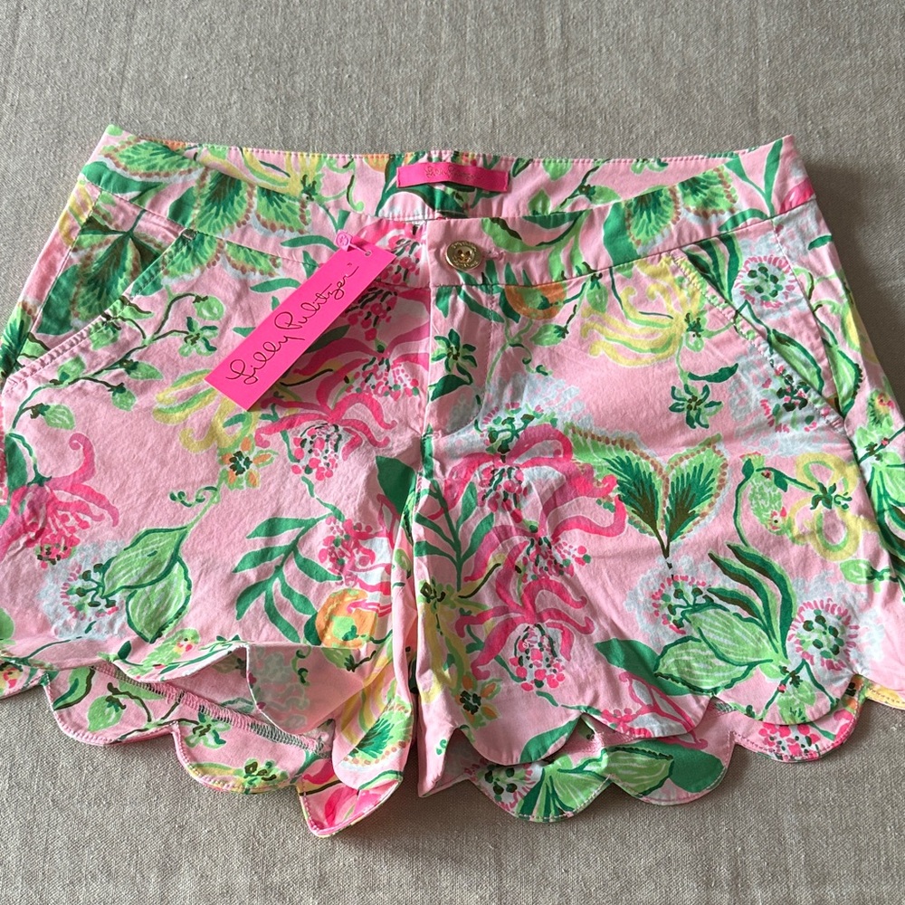 Lilly Pulitzer Buttercup stretch Pink and Green Floral Shorts